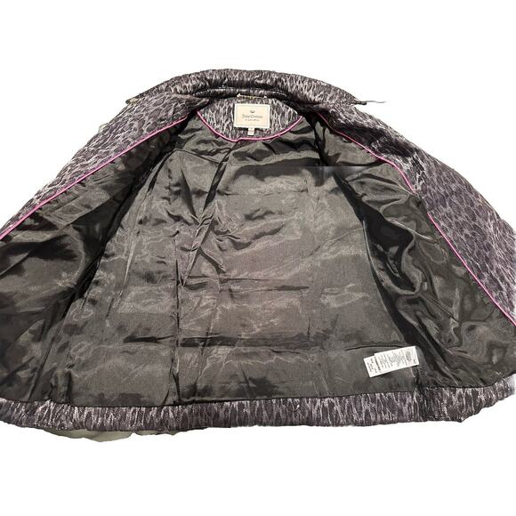 JUICY COUTURE WOMENS BLACK MEDIUM METALLIC LEOPARD PUFFER VEST ORG. $218 - Picture 11 of 13
